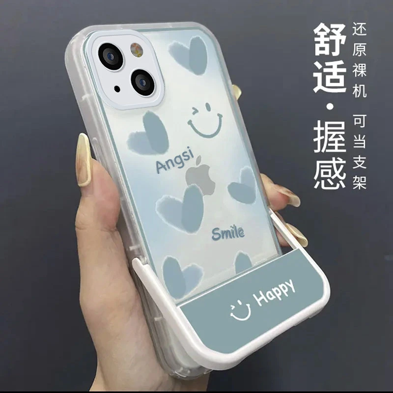 隐形带支架[苹果/华为/vivo/oppo/小米]手机壳简约透明防摔新款女