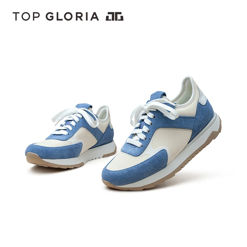 汤普葛罗2024早春新款透气轻便慢跑鞋时尚拼色休闲鞋情侣运动鞋女