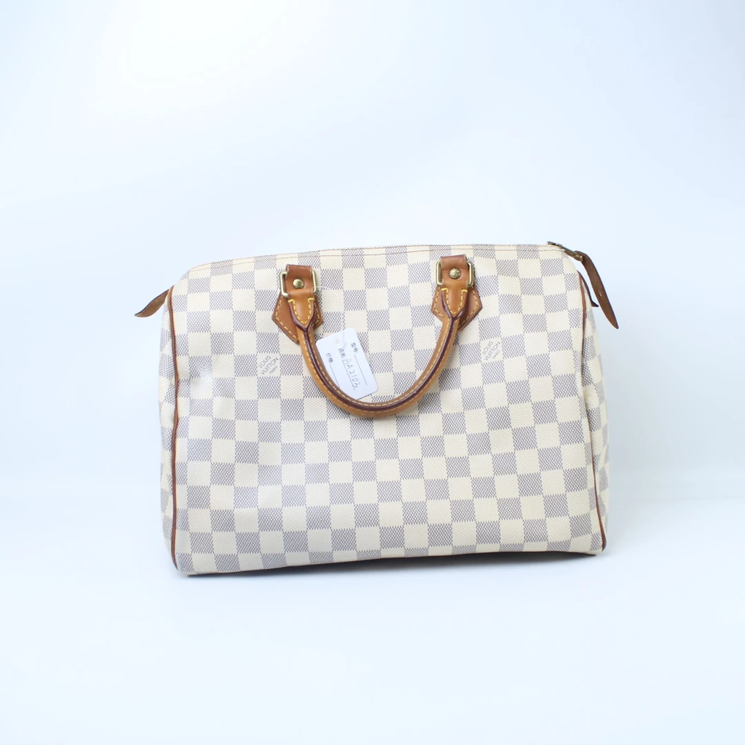 95新 LouisVuitton/路易威登 BA2103白棋盘格Speedy30手提枕头包