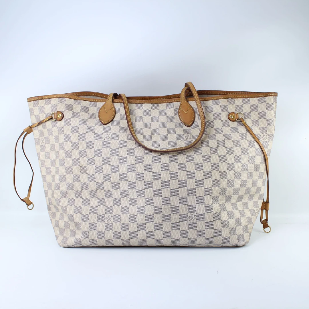 95新 LouisVuitton/路易威登 白棋盘格大号NF购物袋手提包FL2143