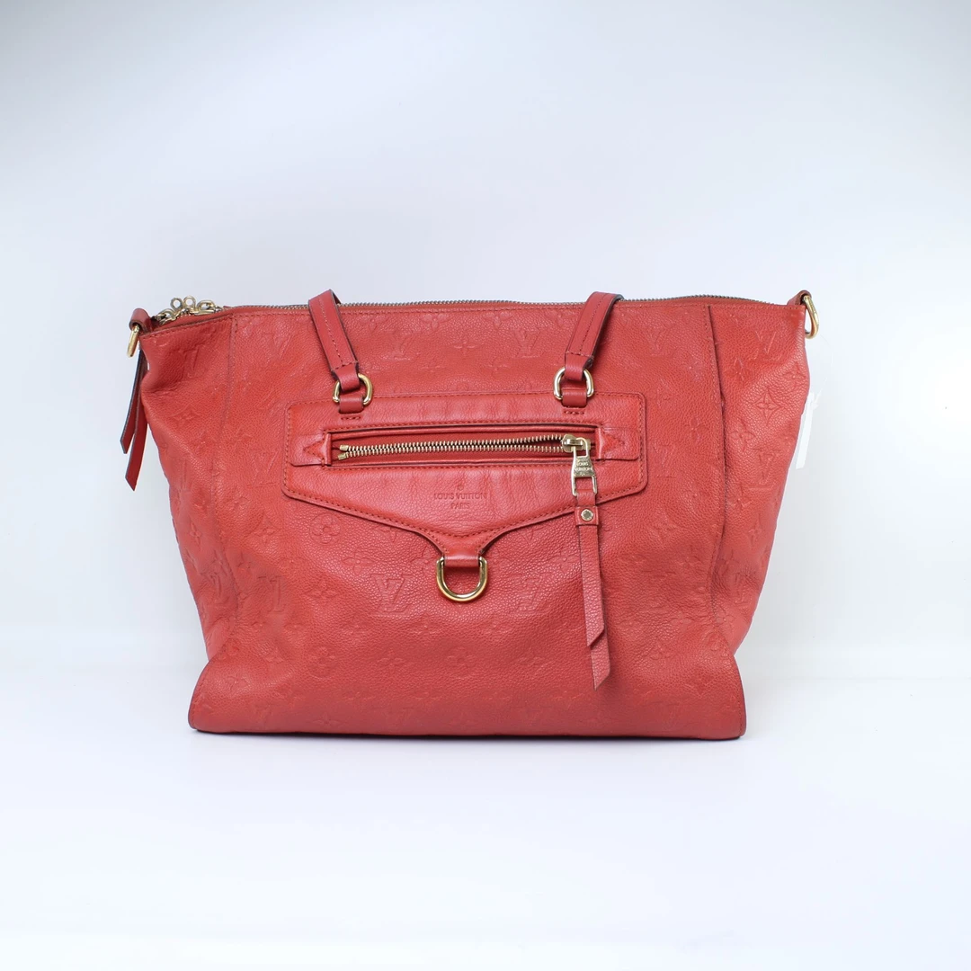 95新 LouisVuitton/路易威登 红色皮质开口笑单肩腋下包VI3191