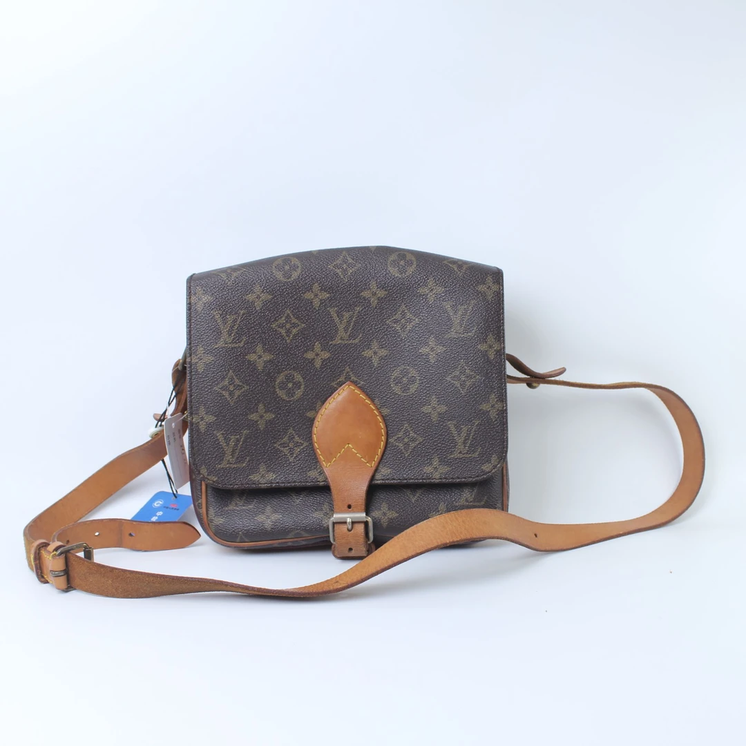 90新 LouisVuitton/路易威登 863老花中古小马鞍包单肩斜跨包
