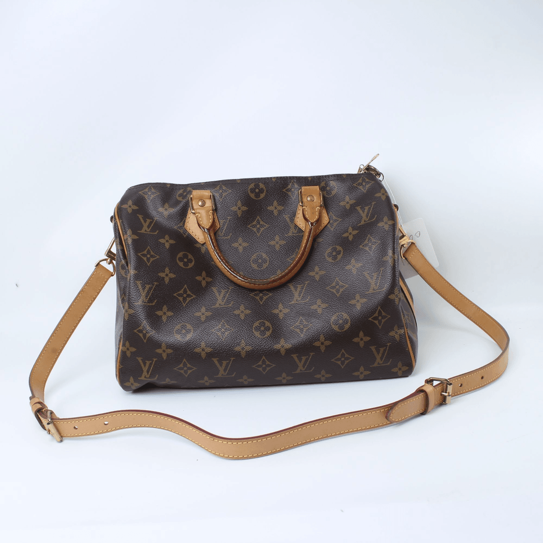 95新 LouisVuitton/路易威登 老花Speedy30肩带款单肩包DU1153