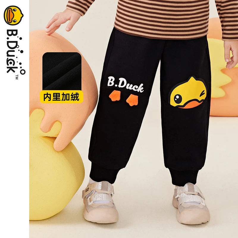 B.Duck小黄鸭童装儿童加绒针织长裤男女童冬季卡通裤子 BF5463030