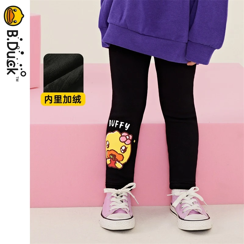 B.Duck小黄鸭童装儿童打底长裤冬季女童新款加绒裤子潮 FF5458005