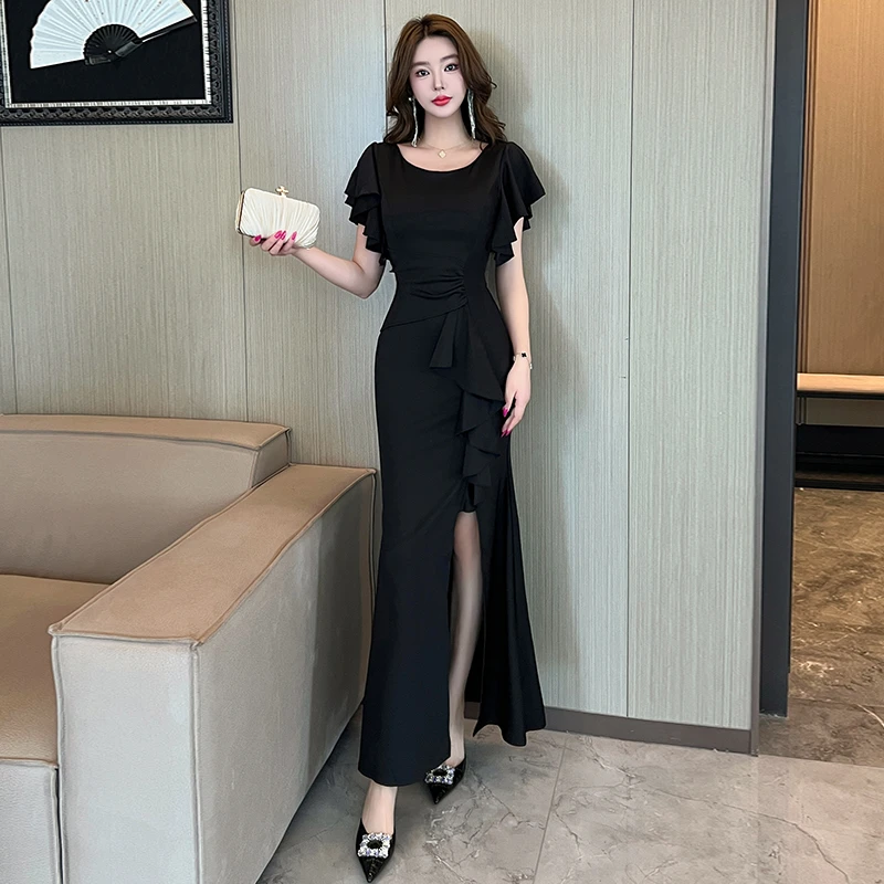 夜总会KTV显瘦晚礼服夜场上班衣服长裙女洗浴按摩足疗技师工作服