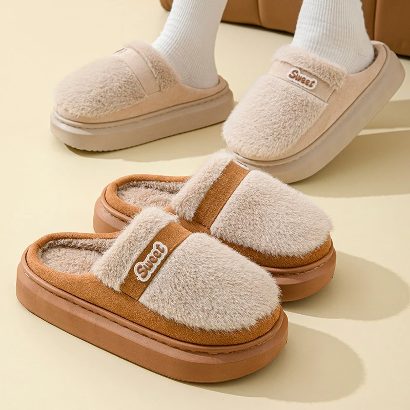 高品质加厚保暖家用棉拖鞋女鞋冬季毛绒拖鞋防滑厚底柔软舒适棉拖