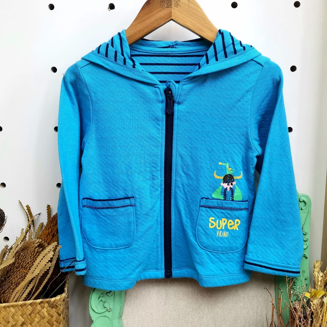 优儿宝贝【春款浮力】春秋儿童外套1011504小童宝纯棉连帽针织上衣