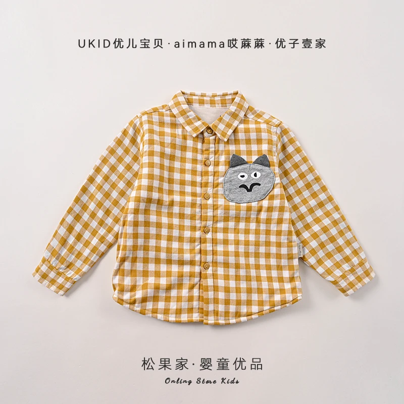 哎蔴蔴/优子壹家【森林奇遇】深秋衬衣9031262男小童宝加绒格仔衬衫