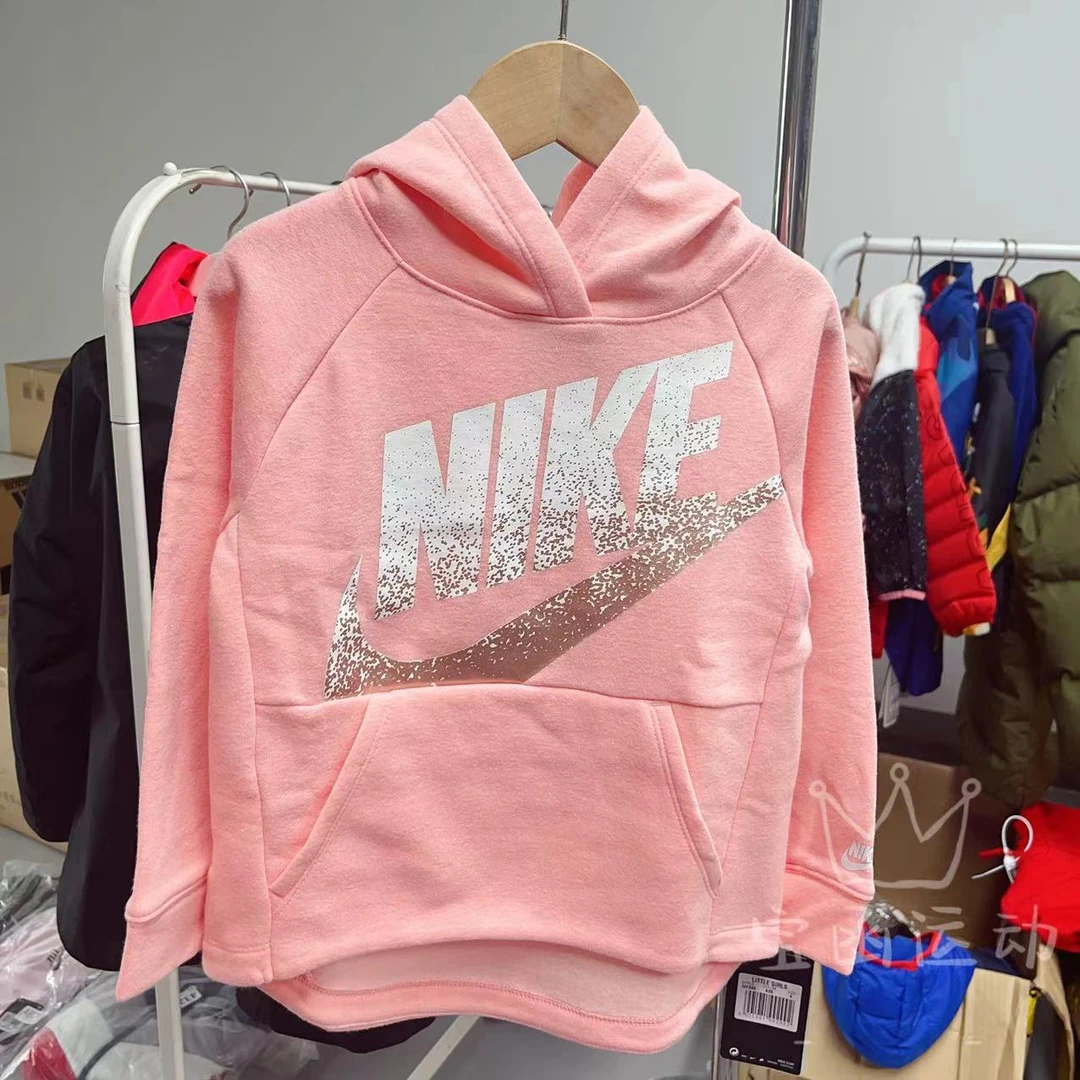 NIKE女童抓绒113前短后长连帽卫衣36F886