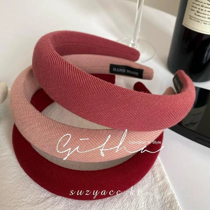 复古粉红色系~海绵发箍女网红2024年新款高颅顶秋冬显白洗脸头箍