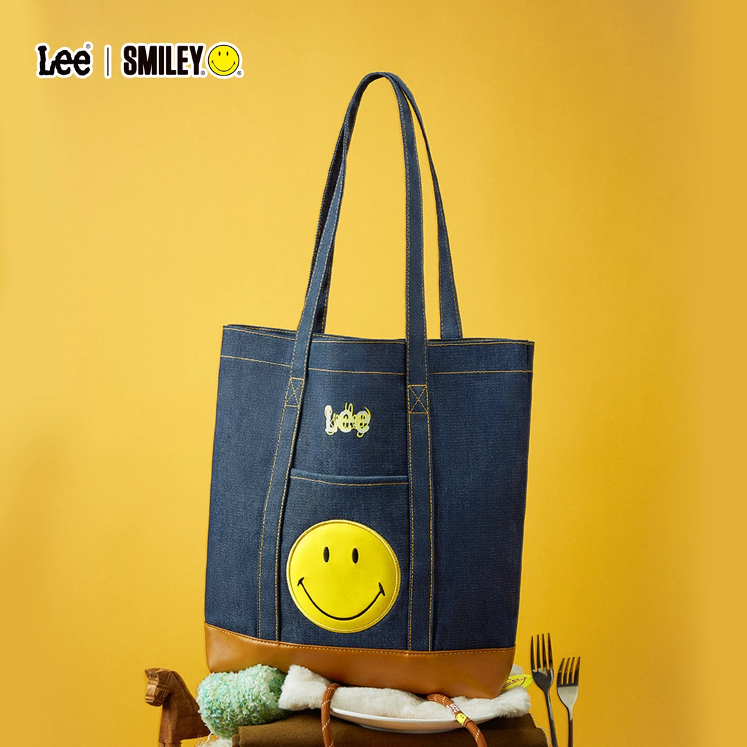 Lee官方联名Smiley笑脸托特包大容量复古通勤单肩包牛仔手提购物