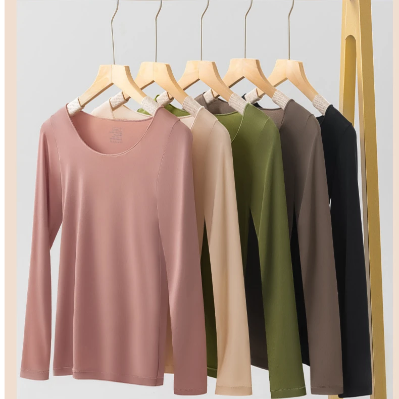 黛 汐 微轻暖润肤衣修身抗菌保暖圆领女士秋冬紧身长袖