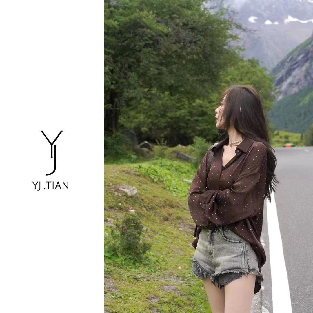 YJ.TIAN【银河】初秋宽松随性气质高级感闪闪衬衣-130165
