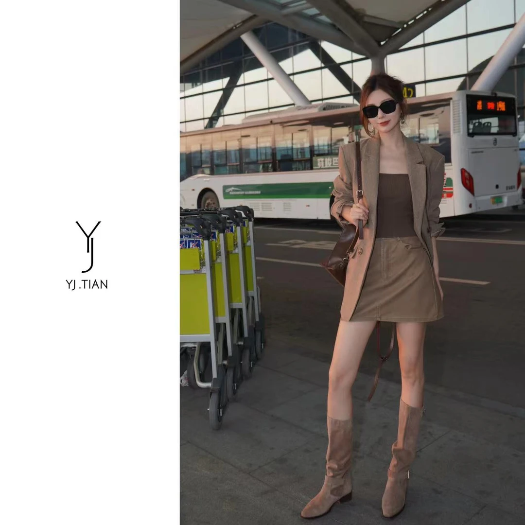 YJ.TIAN【进阶女主】极简高级质感双排扣西装外套-22319