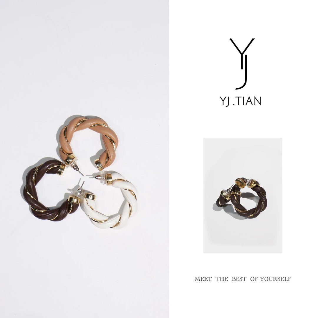 非金属耳饰 YJ.TIAN 气质可爱复古法式简约ins百搭耳环-231128