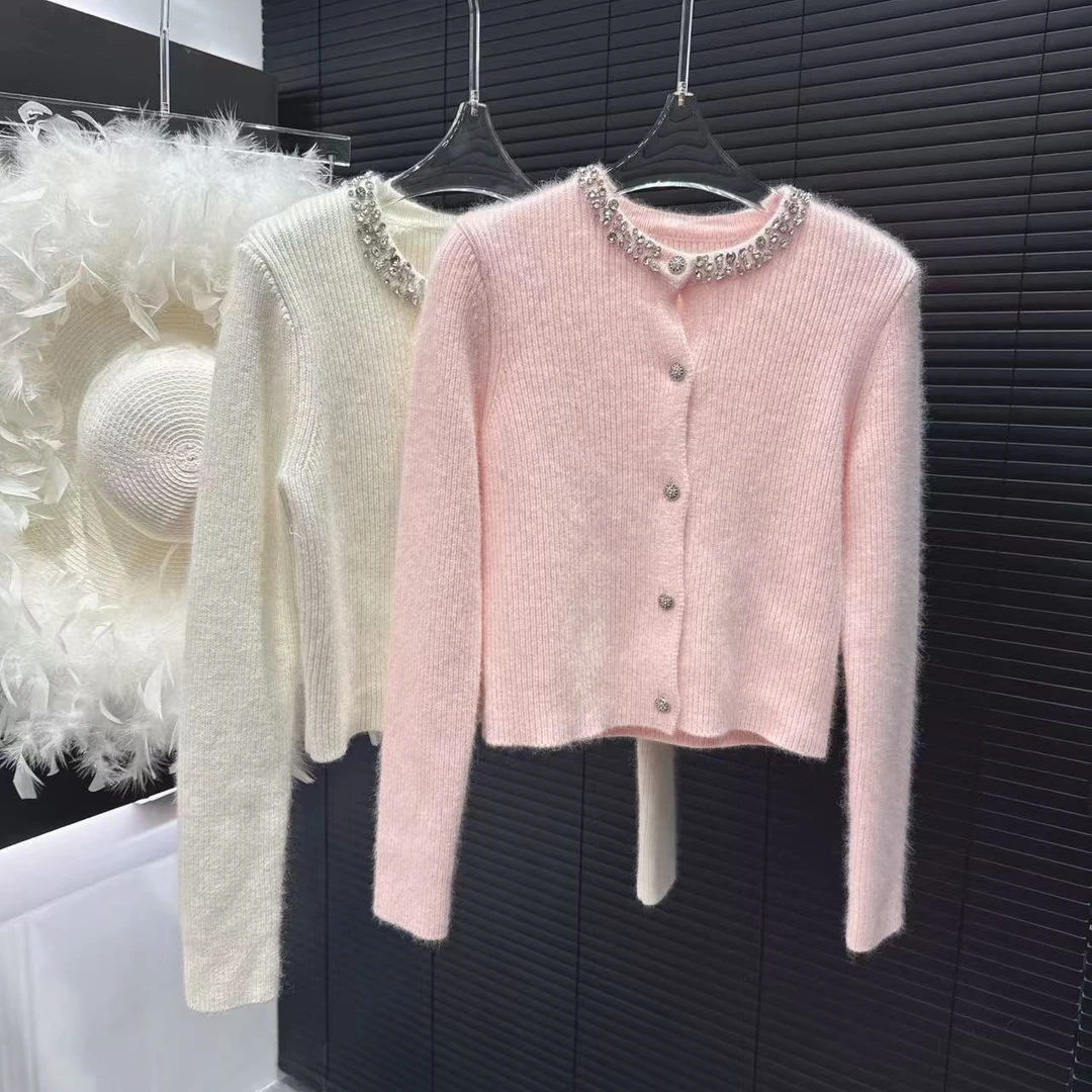 【时尚百搭】秋冬新款时尚重工钉珠设计高端定制外套毛衣