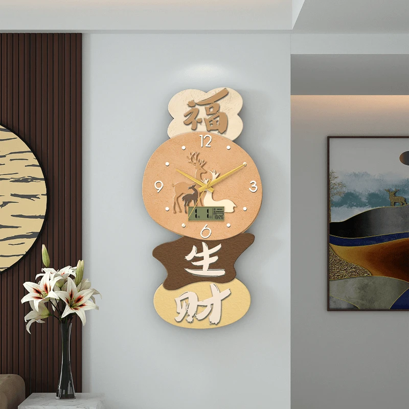 新款客厅挂钟装饰画家用钟表创意挂墙时钟静音石英钟日历简约大气