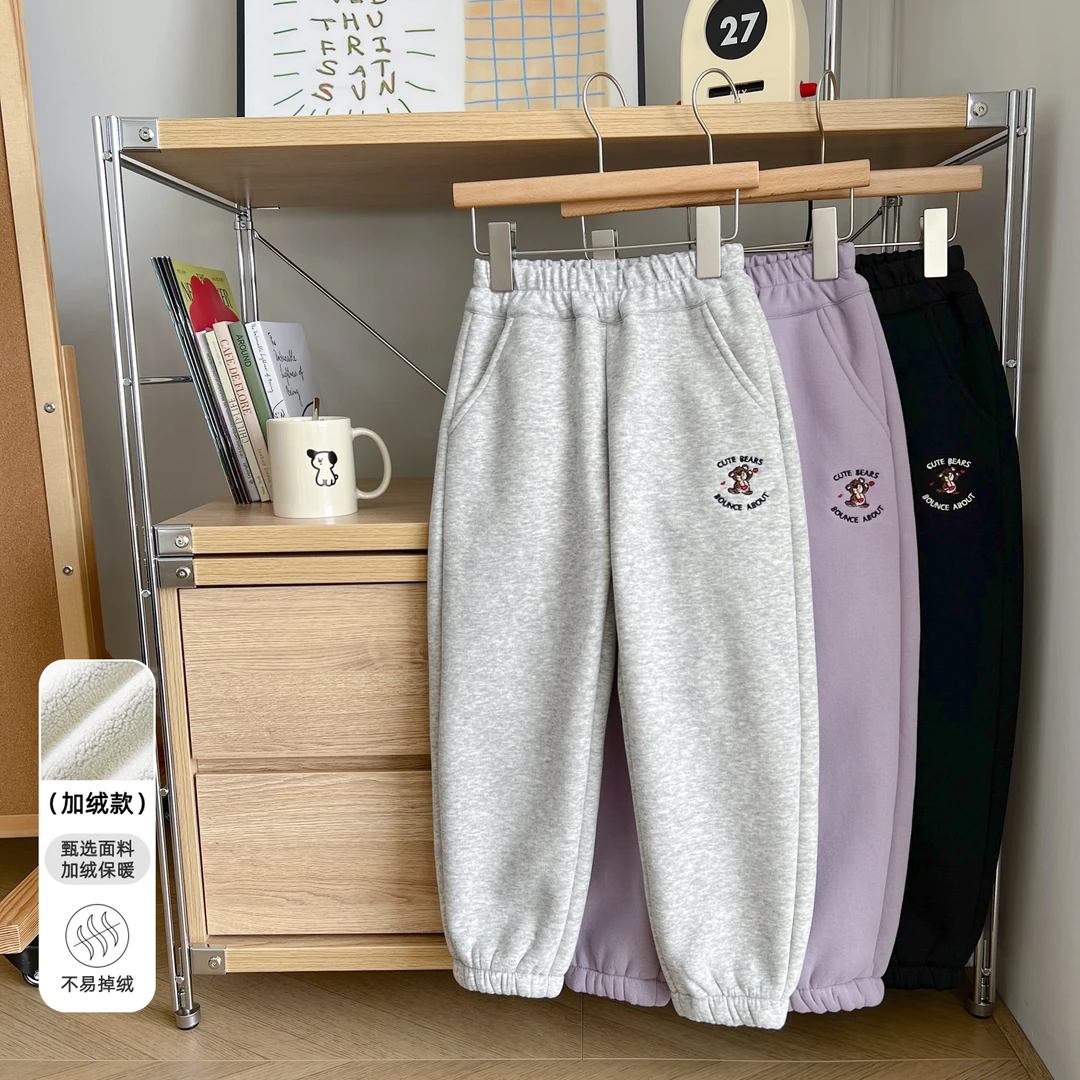 【姗姗】小菲特冬季新款女宝加绒长裤女童儿童时尚卫裤HNKD43857