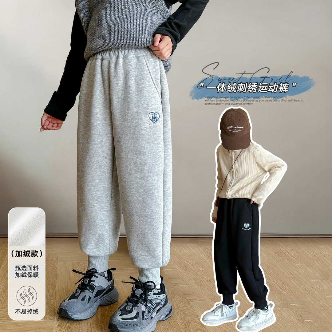 小菲特冬季加绒女童装裤子中大童时尚加厚儿童休闲卫裤HNKD43664