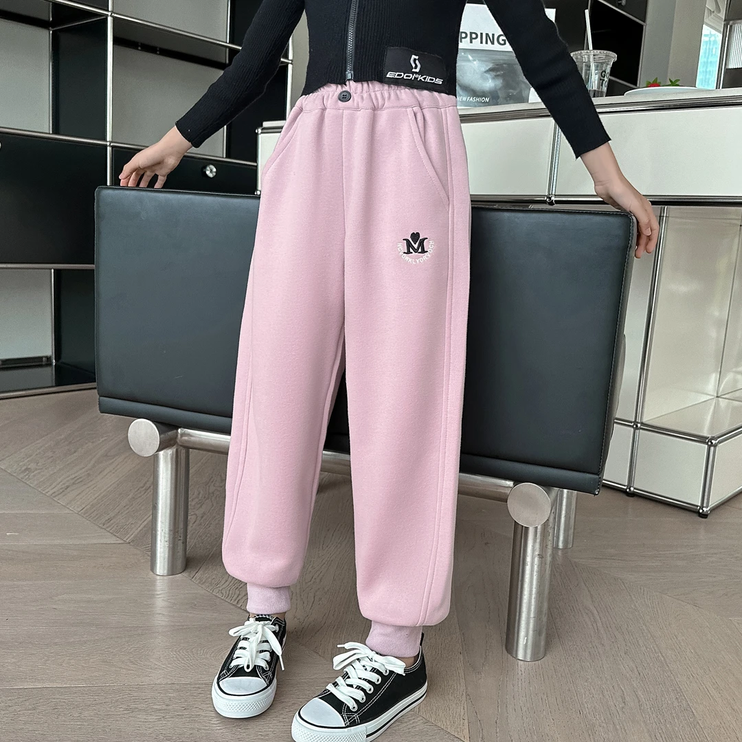 【姗姗】小菲特冬季新款女童装保暖裤子时尚儿童加绒卫裤HNKD43966