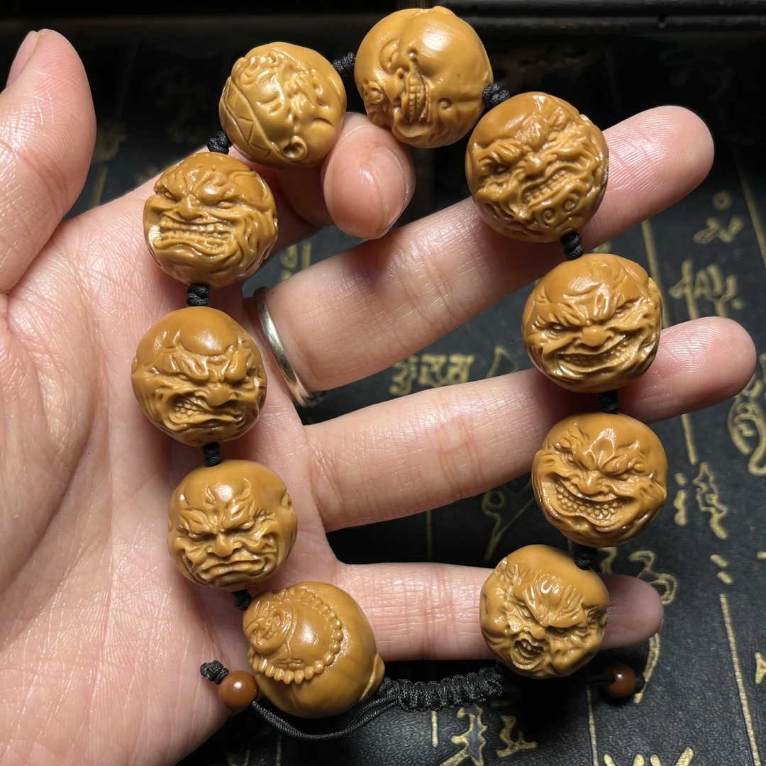 1.9恶僧手串手链橄榄核雕刻文玩工艺品 核雕