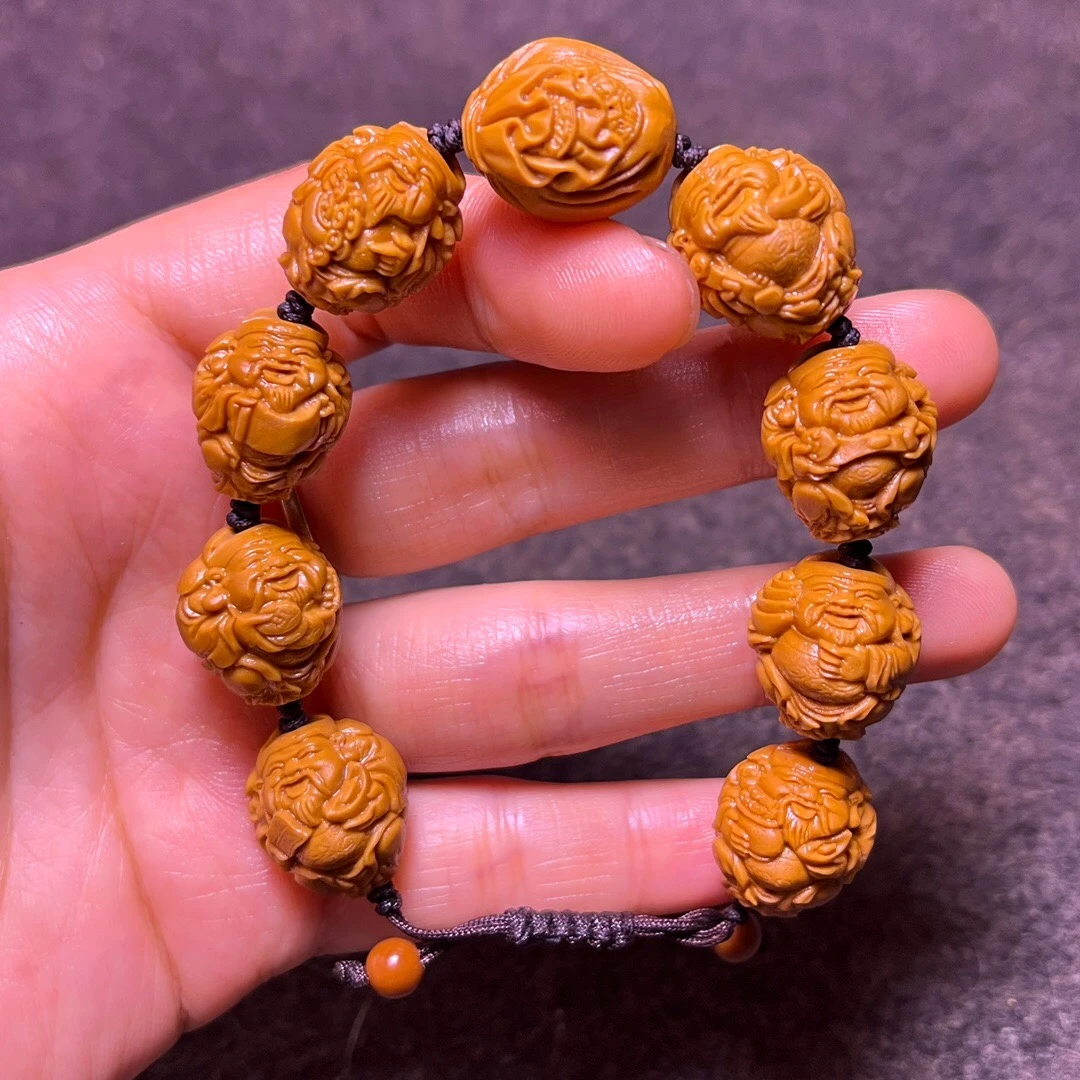八方财神手串手链橄榄核雕刻文玩工艺品核雕