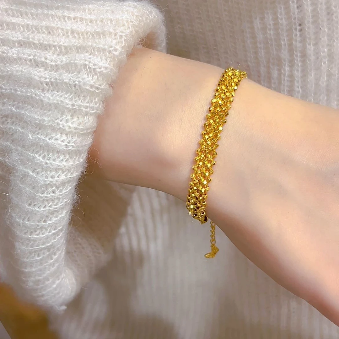 瑞诺黄金蹦迪珠手链爆闪珠2025新款足金999轻奢情人节礼物送女友