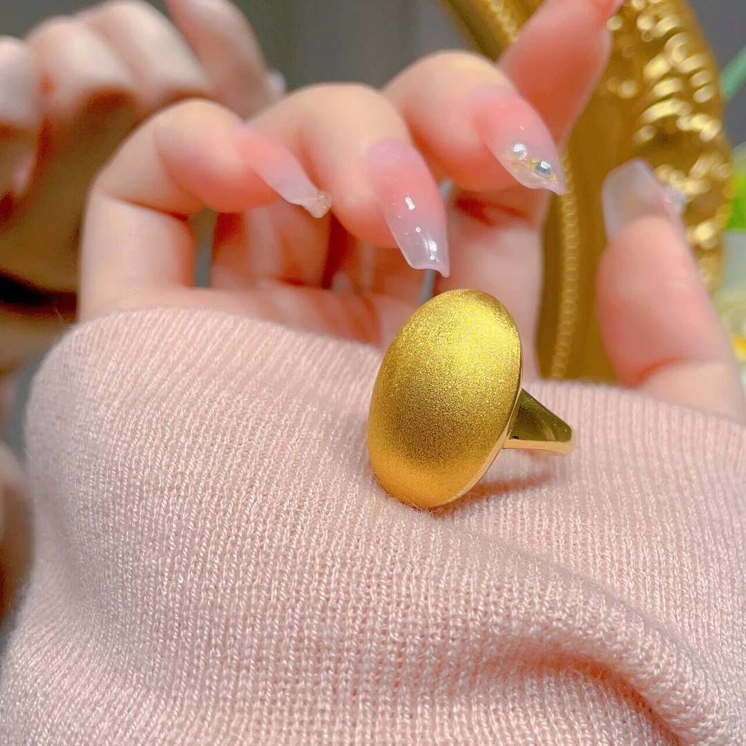 瑞诺黄金鸽子蛋戒指新款999足金小众时尚戒子情人节礼物送女友