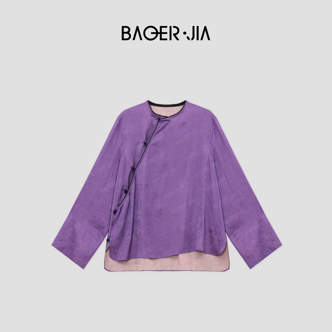 7-宝儿家BK12923411冬季款国潮风提花贵气镂空花萝工艺桑蚕丝衬衫