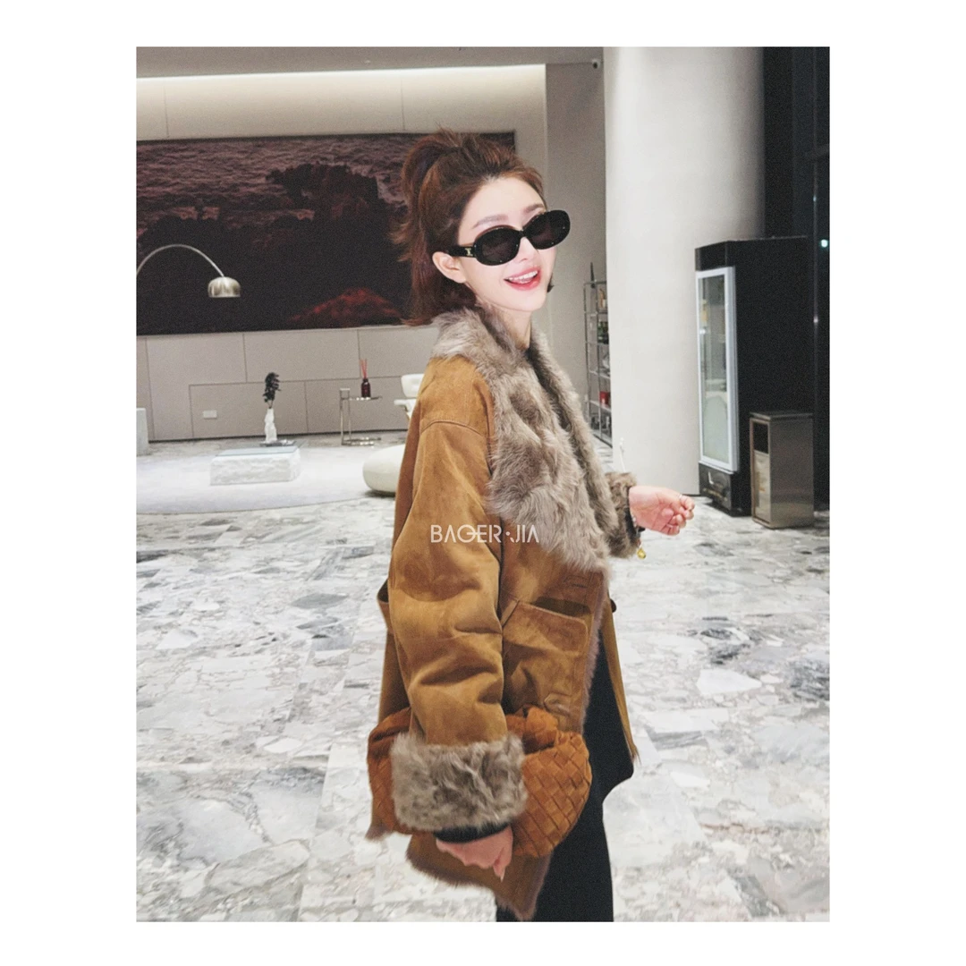 88-【拜托小姐】宝儿家含幂BA93124410冬季款高级反绒皮毛一体外套