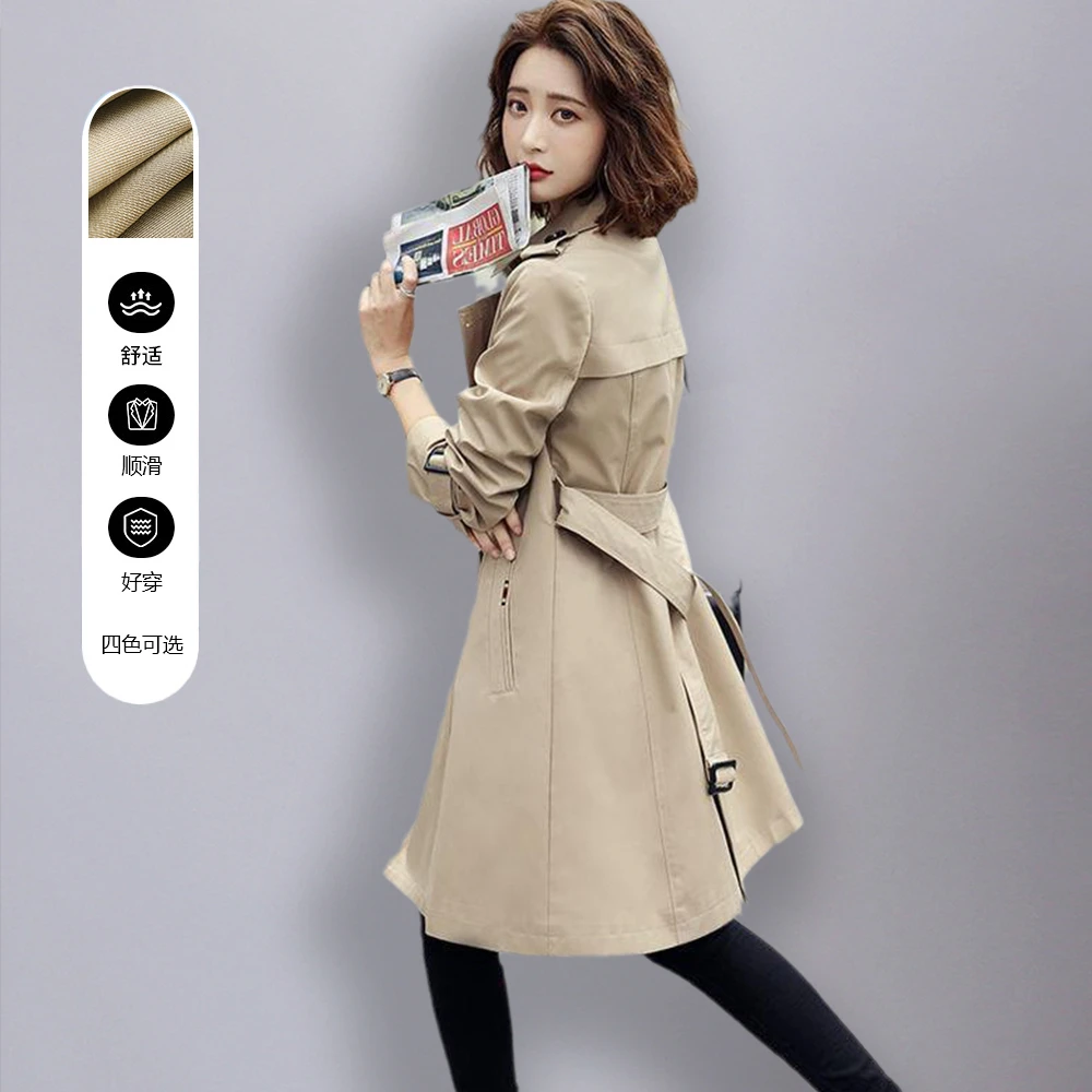 中长款外套女气质显瘦舒适时尚风衣外套修身正品四色女士短款洋气