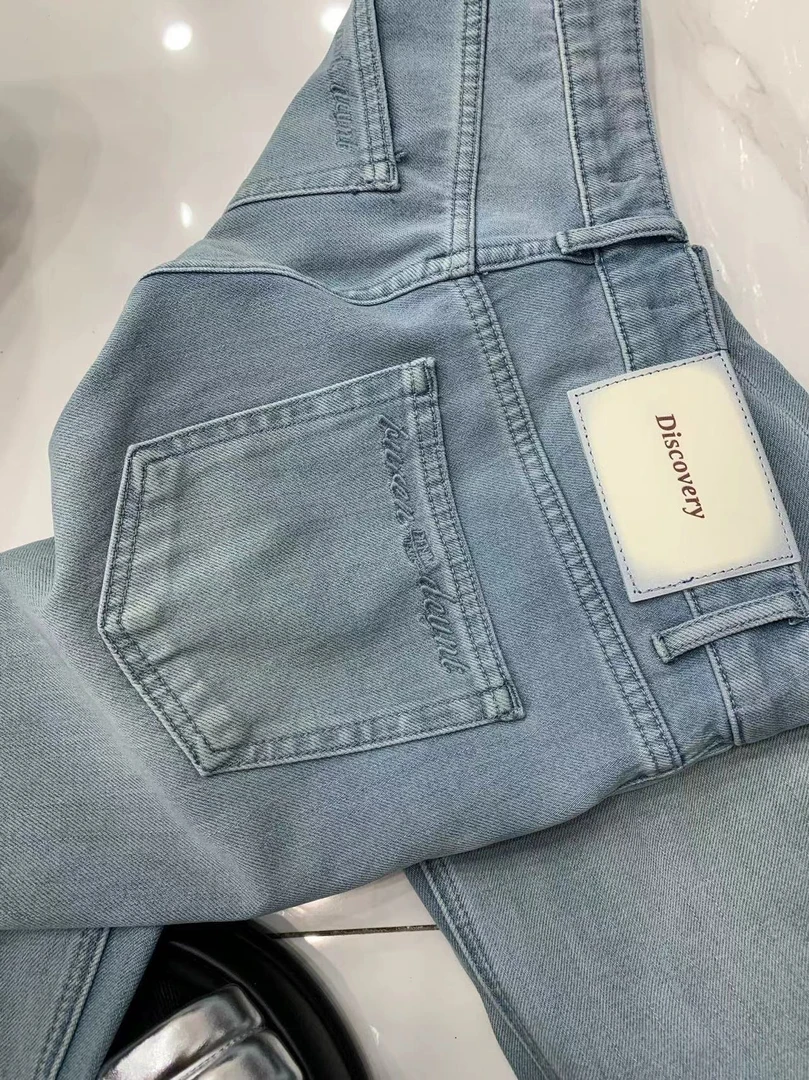 剪标Boyiyiyi2025年新款四面弹窄版直筒长裤显瘦拖地牛仔裤裤6666