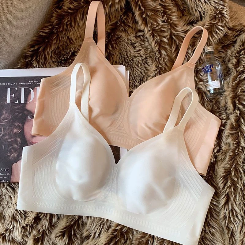 【2件装】无痕兔耳无痕内衣女透气超薄清凉舒适大胸显小裸感文胸罩