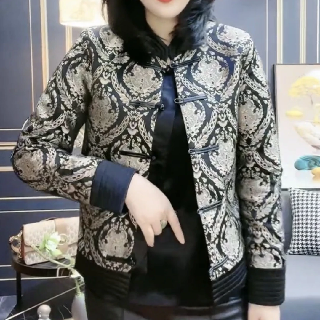 008国潮风提花盘扣外套加薄棉（洪）