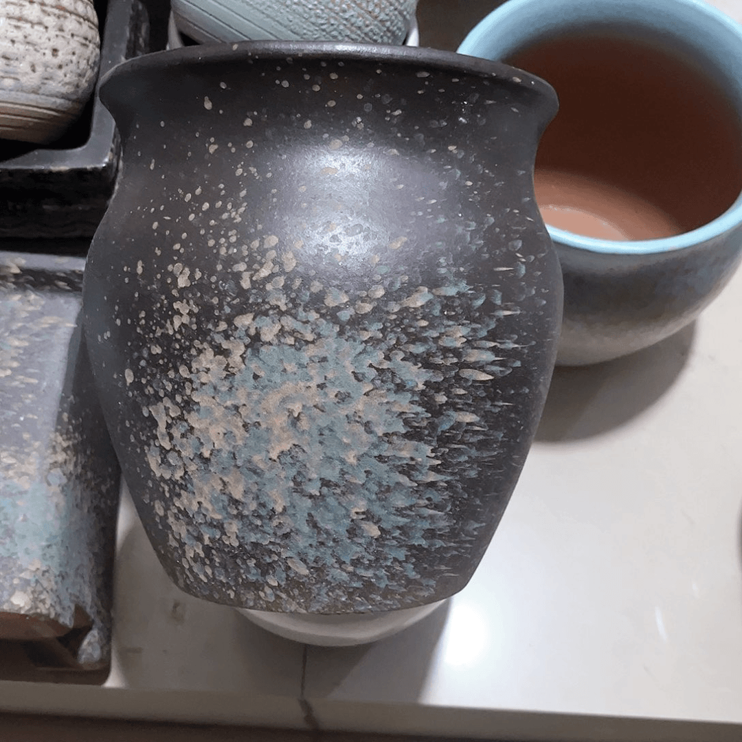 紫砂花盆高23口21黑色