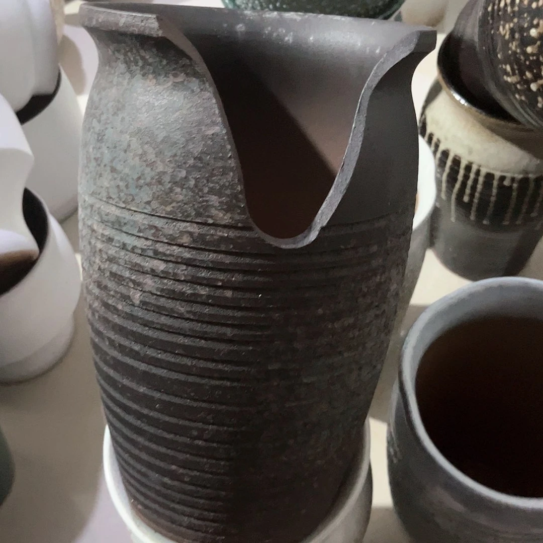 紫砂花盆高34口21黑色