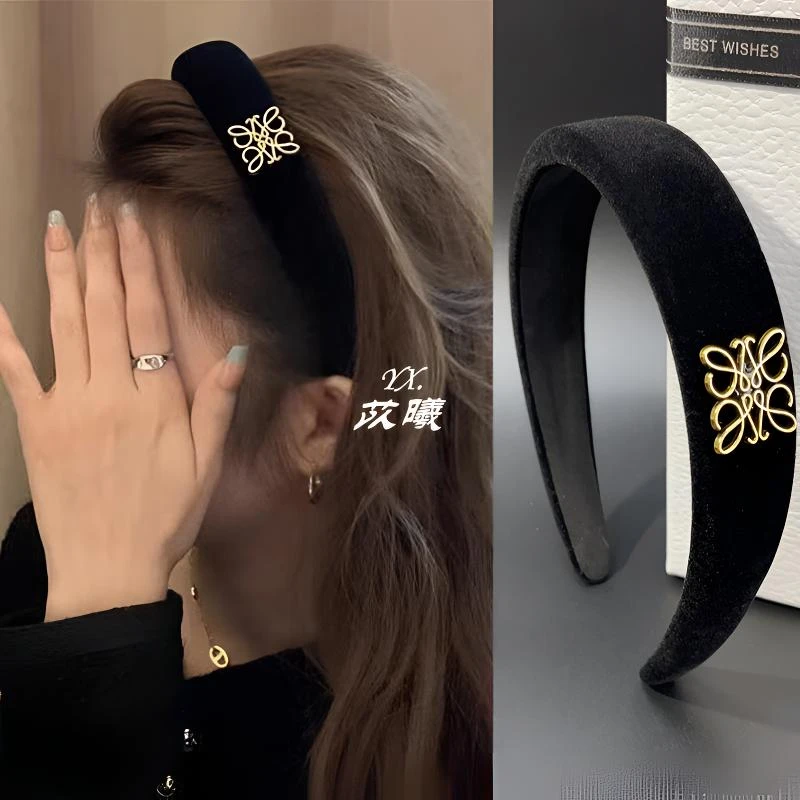 丝绒黑色高颅顶发箍女秋冬气质百搭减龄外出头箍压发洗脸发卡发箍