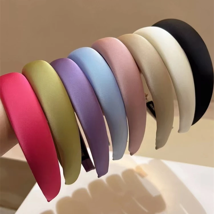高级感纯色海绵发箍简约缎面增高颅顶气质头箍黑色百搭糖果色发卡
