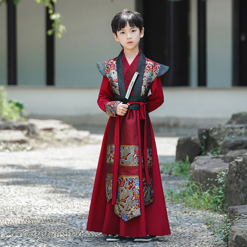 汉服男童中国风男孩高端古装公子少爷国学书生儿童唐装汉服旅拍服