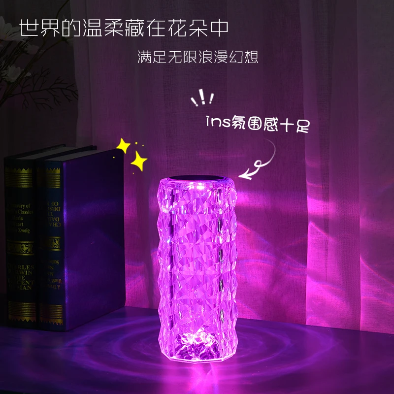 玫瑰氛围灯台灯少女拍照氛围情调充电小夜灯床头卧室浪漫创意夜灯