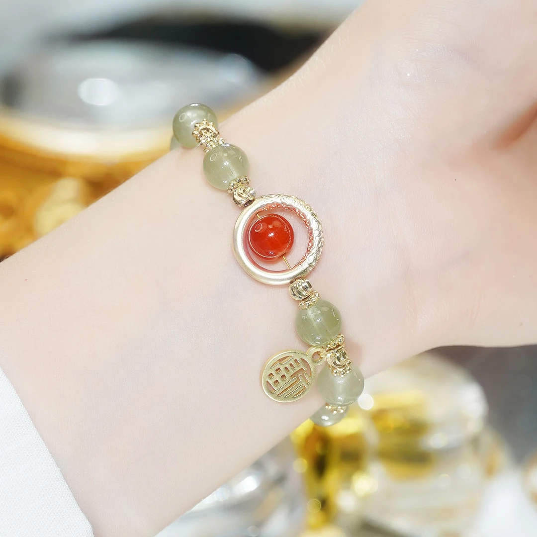 合金莫桑石手链 鸿福似锦高级感不掉色气质时尚手链时尚百搭古风