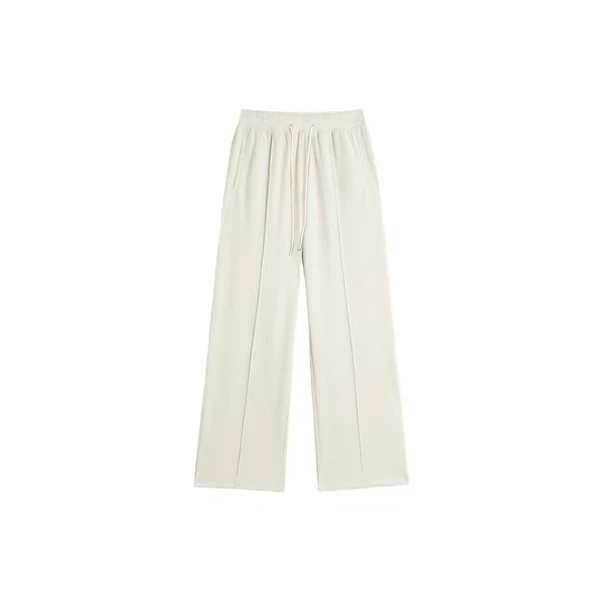 绵羊毛蚕丝高腰松紧抽绳休闲阔腿裤Ak634