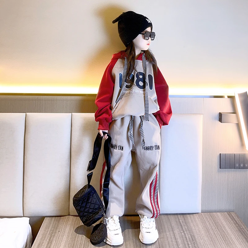 女童秋装套装洋气时髦炸街中大童春秋运动休闲卫衣两件套6-12岁