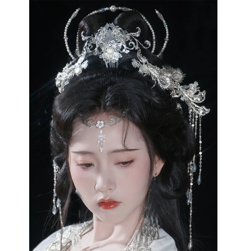 汉服头饰飞鸿踏雪镀银古风手工配饰中式前额发夹中国风女手工仙气