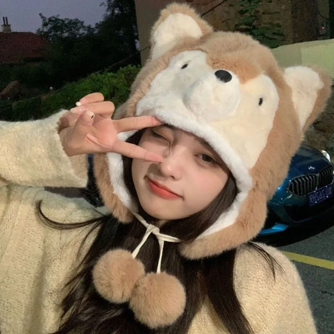 哈士奇小狗帽子时尚可爱保暖滑雪冬季加厚毛绒护耳帽雷锋帽学生潮