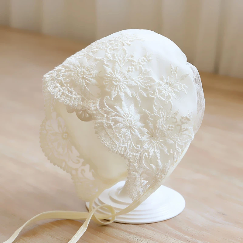 ins夏季蕾丝花朵婴儿遮阳帽子女宝宝透气新生儿卤门帽洋气公主帽