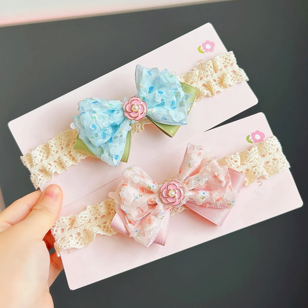 新生婴儿护囟门发带宝宝蝴蝶结发饰百天公主头花满月女婴重工头饰