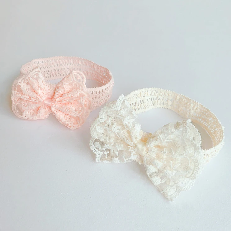 宝宝新生婴儿护囟门发带夏季蕾丝蝴蝶结头带百日周岁公主满月发饰