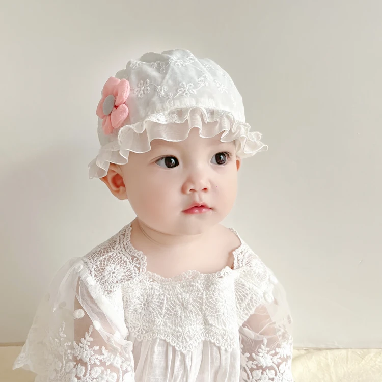 婴儿囟门帽夏季薄款蕾丝公主帽新生胎帽女宝宝护囟门护头囟脑门帽